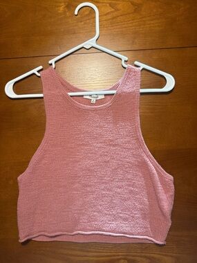Madewell Dusty Rose Textured Knit Tank With Rolled Hem